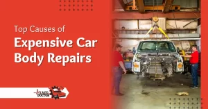 You’re likely dealing with costly automobile body repairs from collision damage, necessitating thorough labor and OEM parts. Frame realignment guarantees your vehicle’s chassis is accurately aligned, requiring advanced machinery. Paint restoration includes sanding, priming, and sophisticated color-matching to prevent rust.